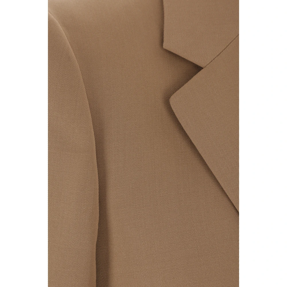 Dries Van Noten Bruine Wol Gabardine Jas Klassieke Stijl Brown Dames