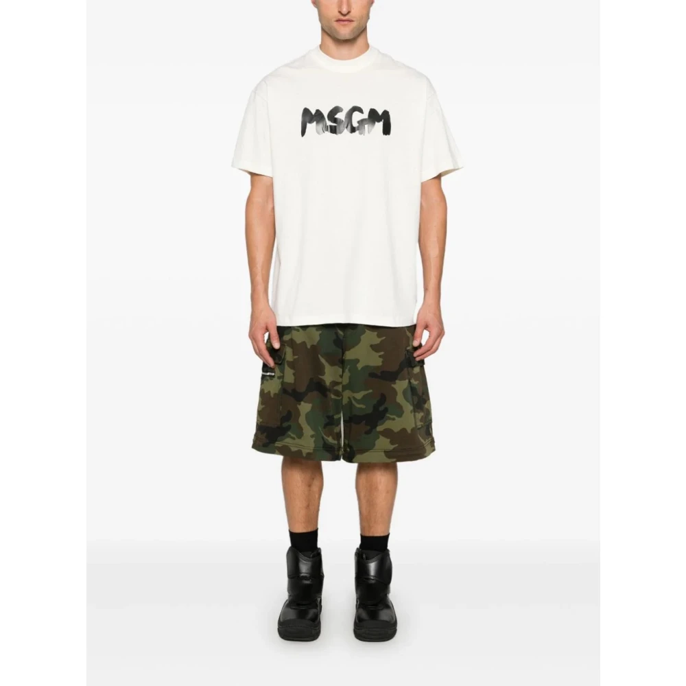 Msgm Kwaststreek Logo T-shirts en Polo's White Heren