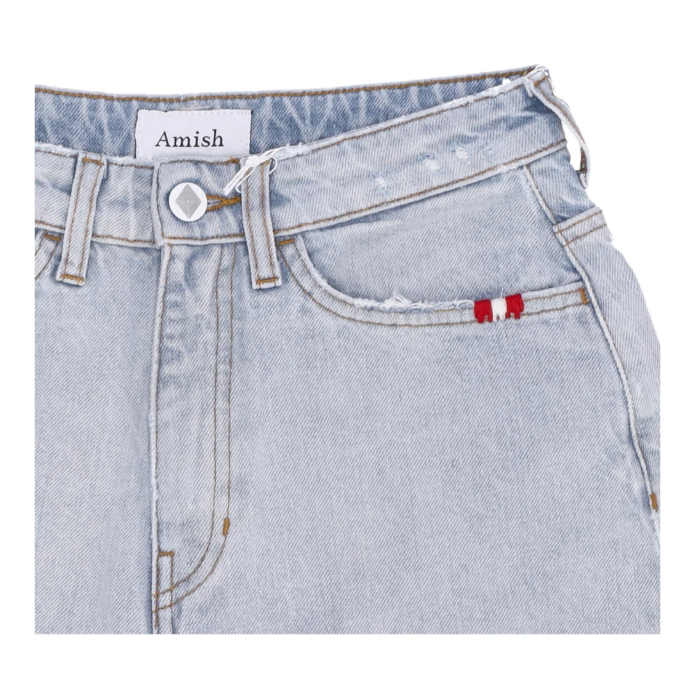 Amish Denim Shorts Ivy Franje Onderkant Blue Dames