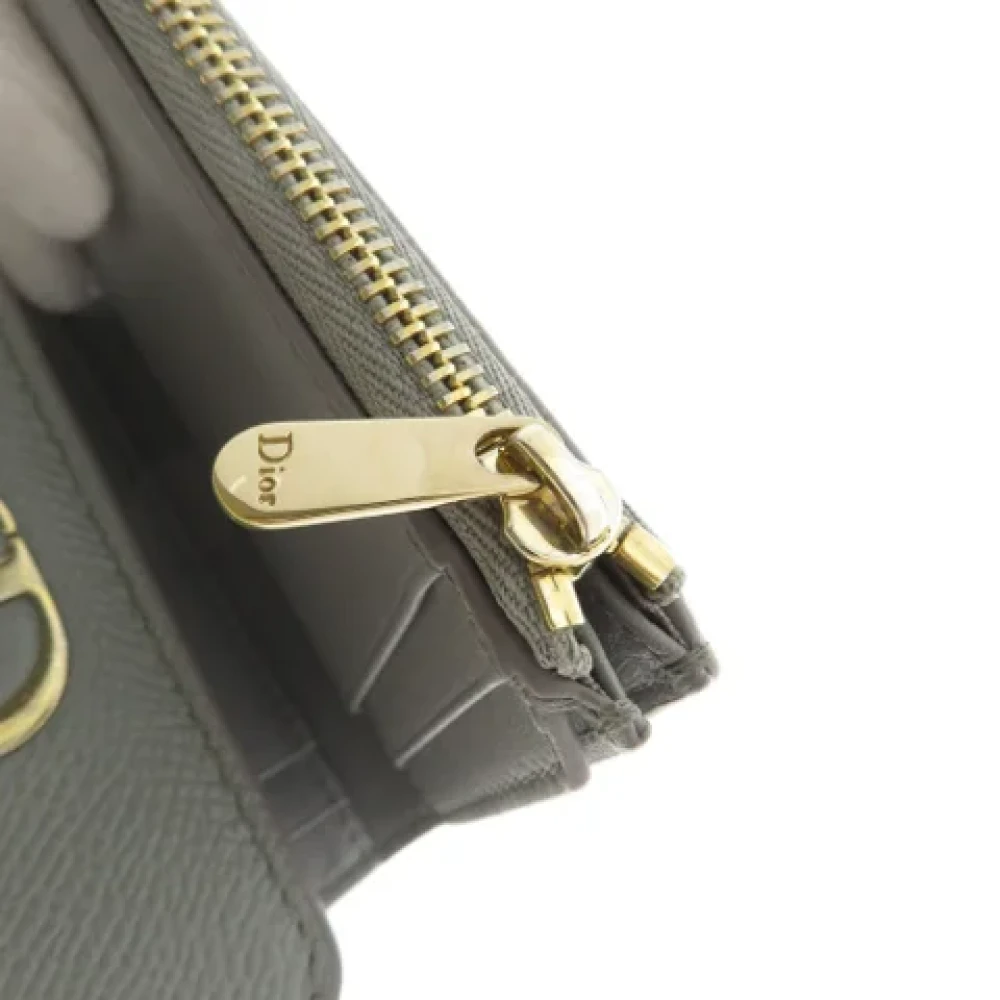 Dior Vintage Pre-owned Leather wallets Gray Dames