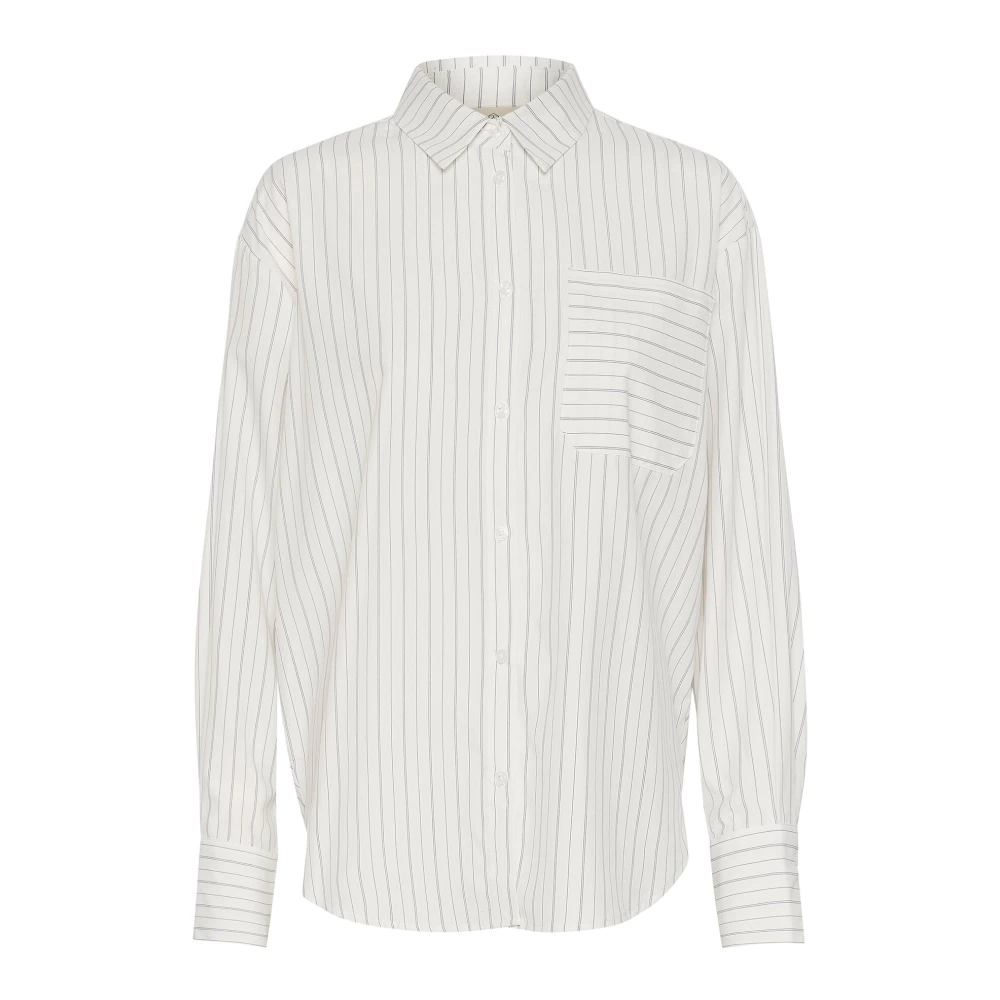 Kaffe Gestreepte Blouse Wit Grijs White Dames