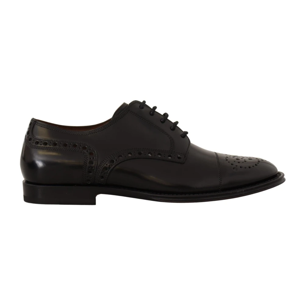 Dolce & Gabbana Women's Black Leather Wingtip Formal Shoes
