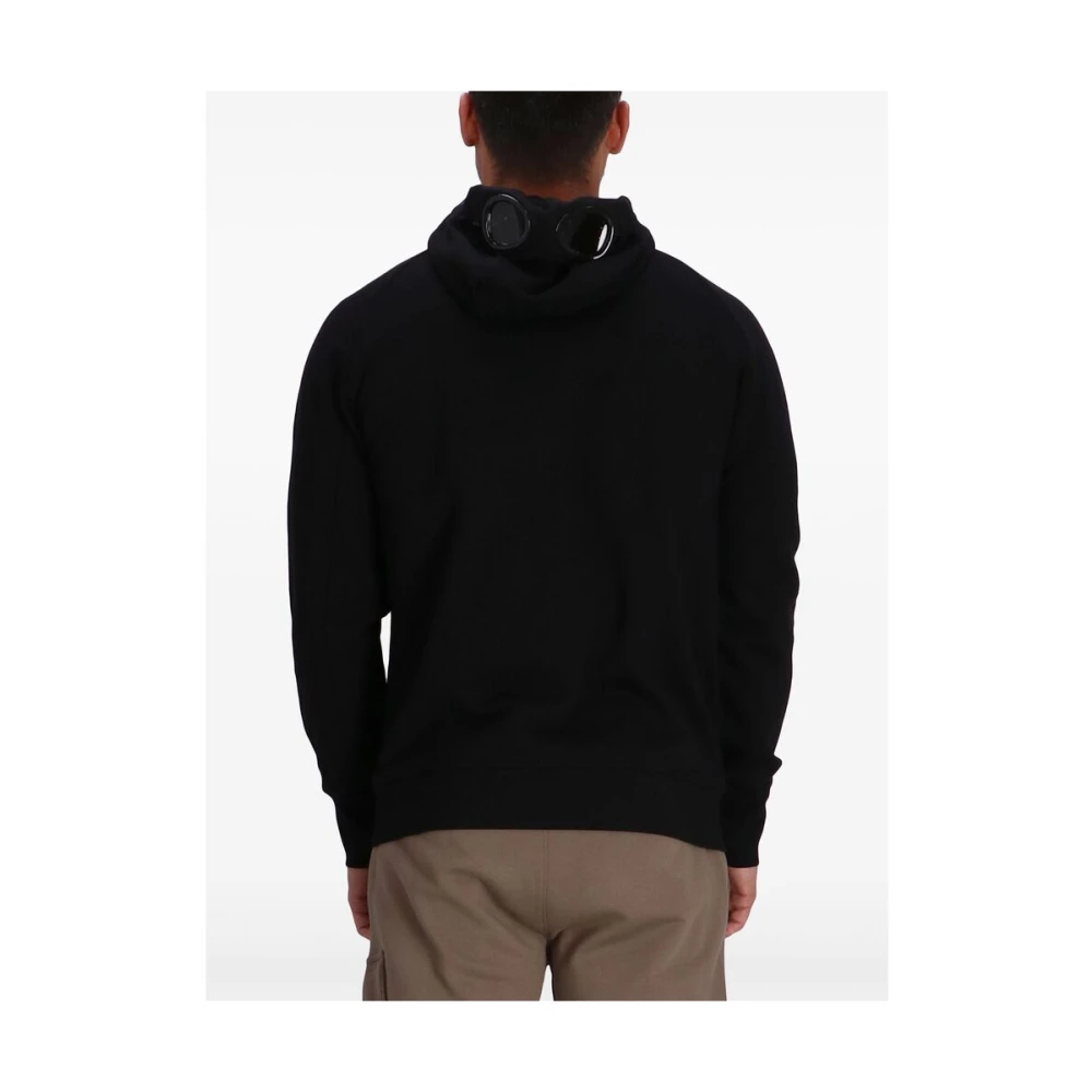C.P. Company Zwarte Fleece Hoodie met Lens Detail Black Heren