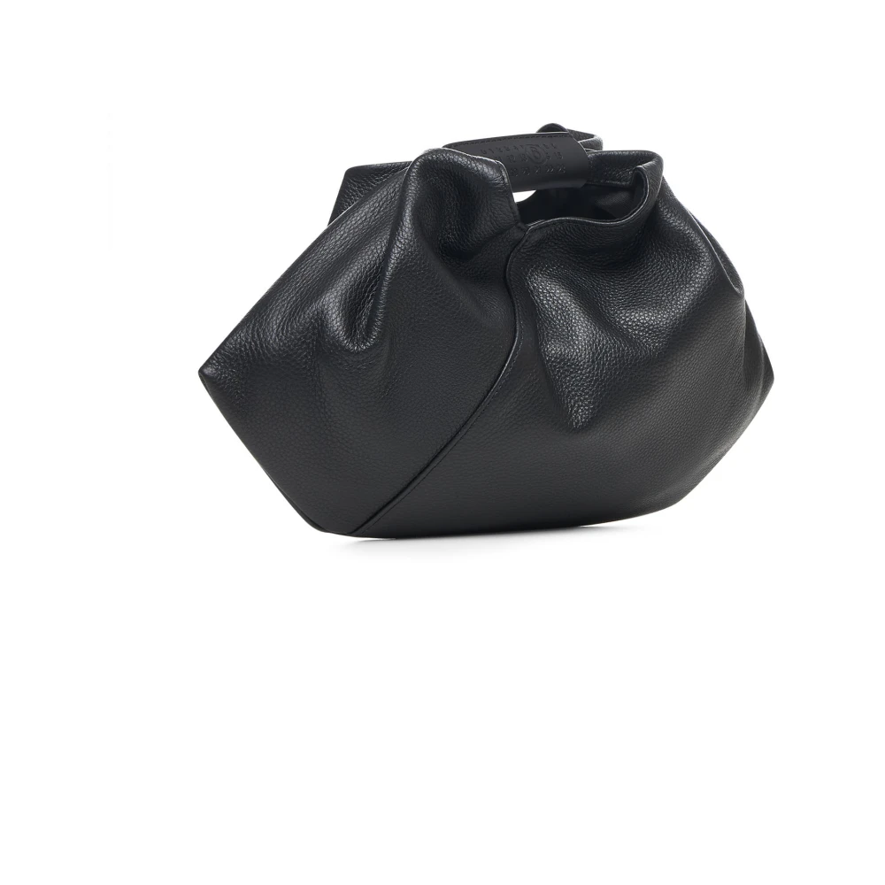 MM6 Maison Margiela Zwarte leren mini-tas met gedrapeerd design Black Dames