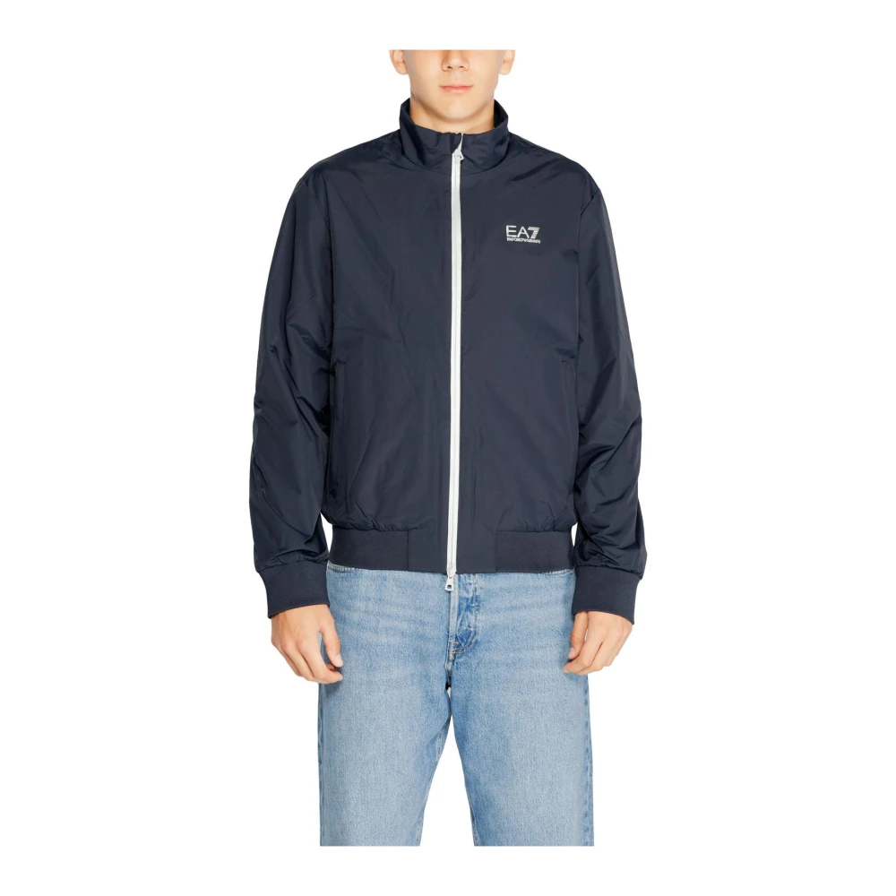 Emporio Armani Ea7 Men's Blue Turtleneck Zip Jacket For Fall/Winter