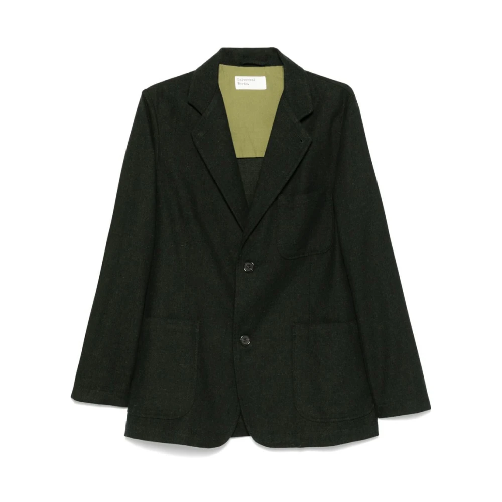 Universal Works Donkergroene Herringbone Blazer Jas Green Heren