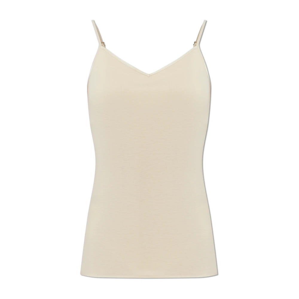 Hanro Vrouw Beige Tops Dames, M, Katoen, Gewatteerde Katoenen Camisole