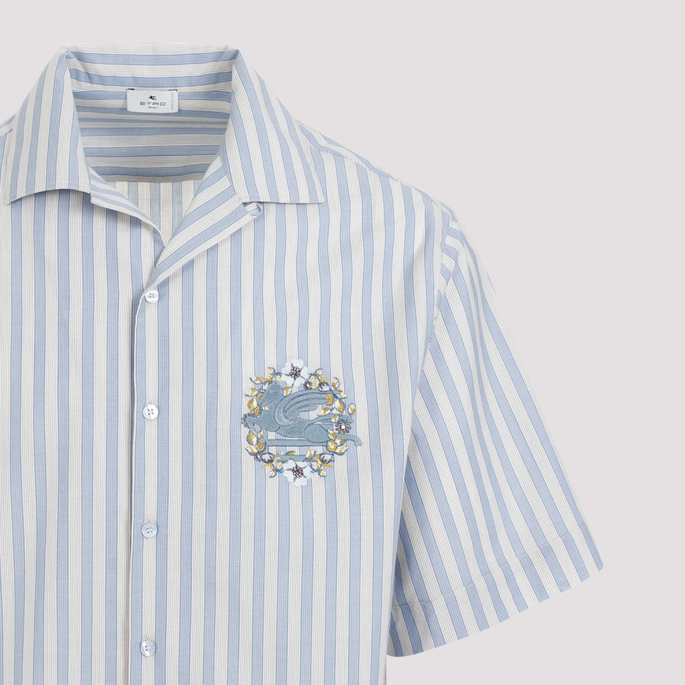 ETRO Blauw Gestreept Katoenen Overhemd Multicolor Heren