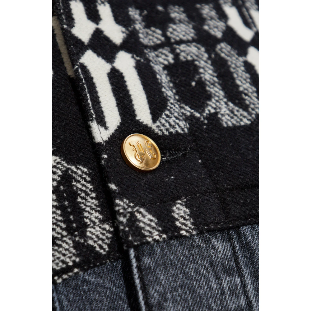 Palm Angels Spijkerjasje met logo Gray Dames