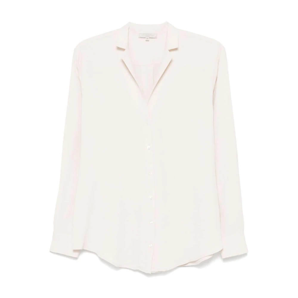 Antonelli Firenze Witte Crepe Textuur Shirt V-Hals White Dames
