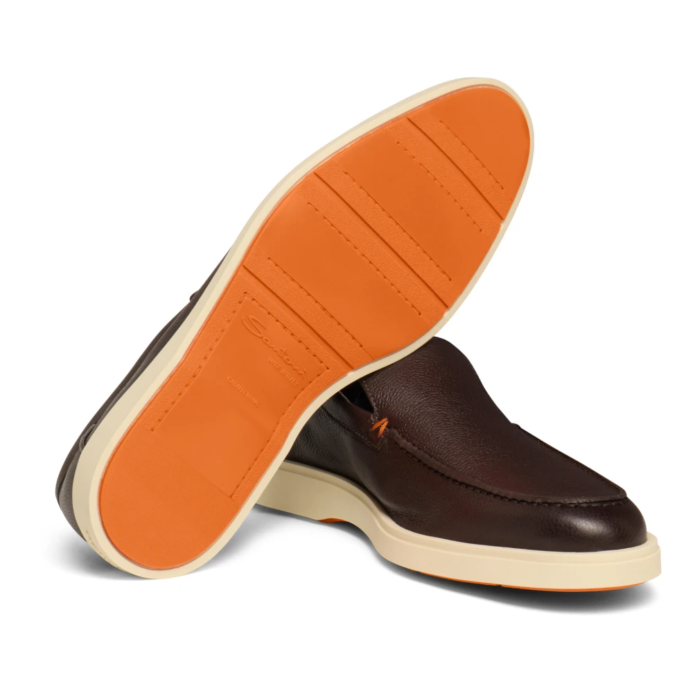 Santoni Leren instapper voor heren Brown Heren