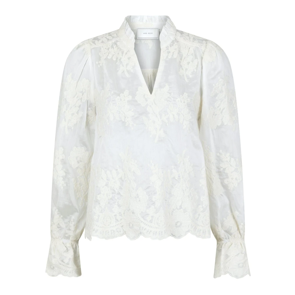 Elegant Broderi Bluse - Off White