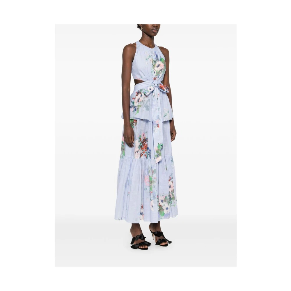 Zimmermann Bloemenprint Uitgesneden Gelaagde Jurk Blue Dames