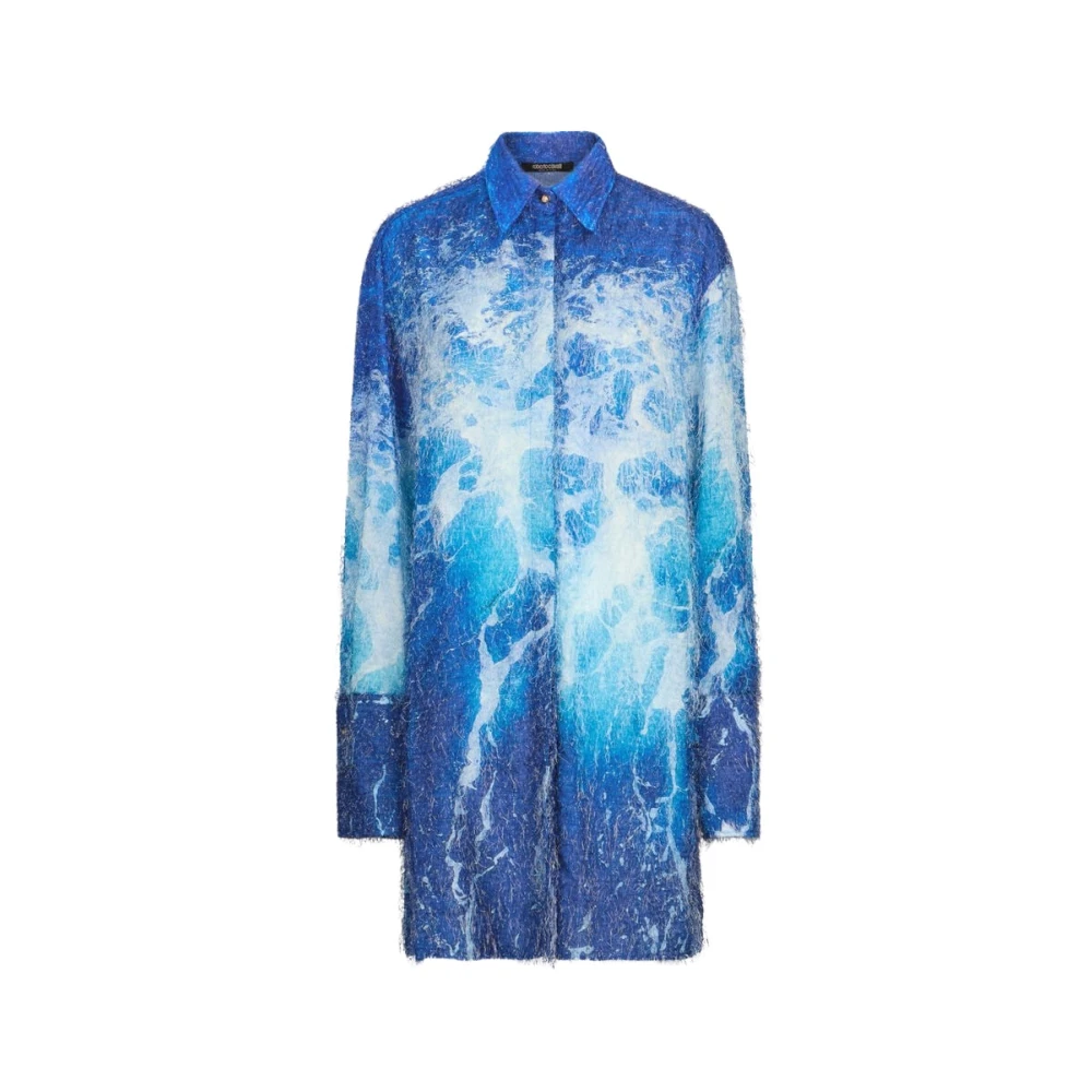 Roberto Cavalli Vrouw Blauw Messina Print Overhemd Voor Speciale Gelegenheden