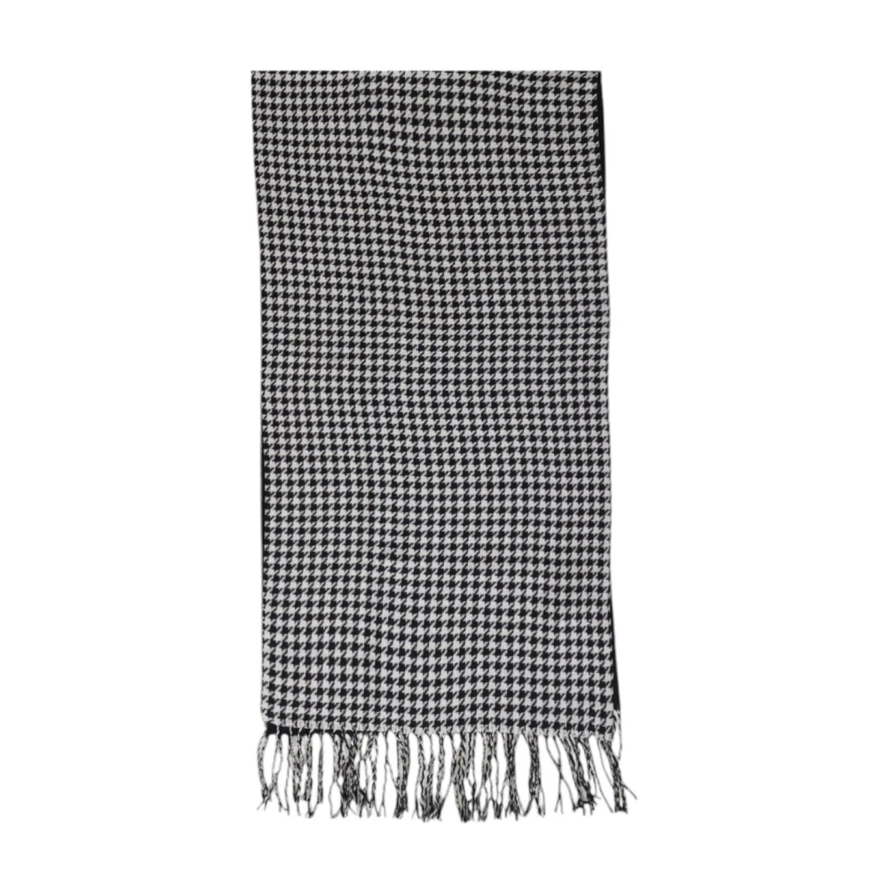 Antony Morato Men's Gray Winter Scarves, One Size, Checked Houndstooth Pattern Scarf