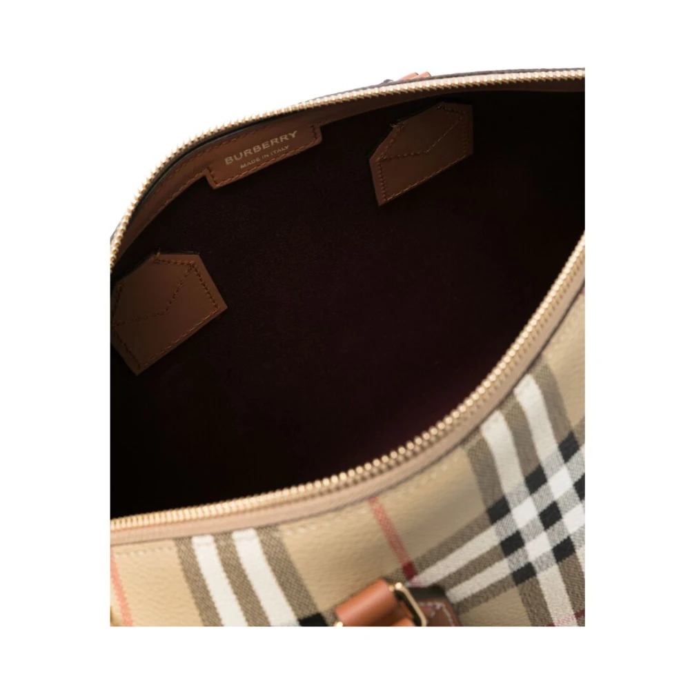 Burberry Multicolor Korrelig Leren Handtas met Ruitpatroon Beige Dames