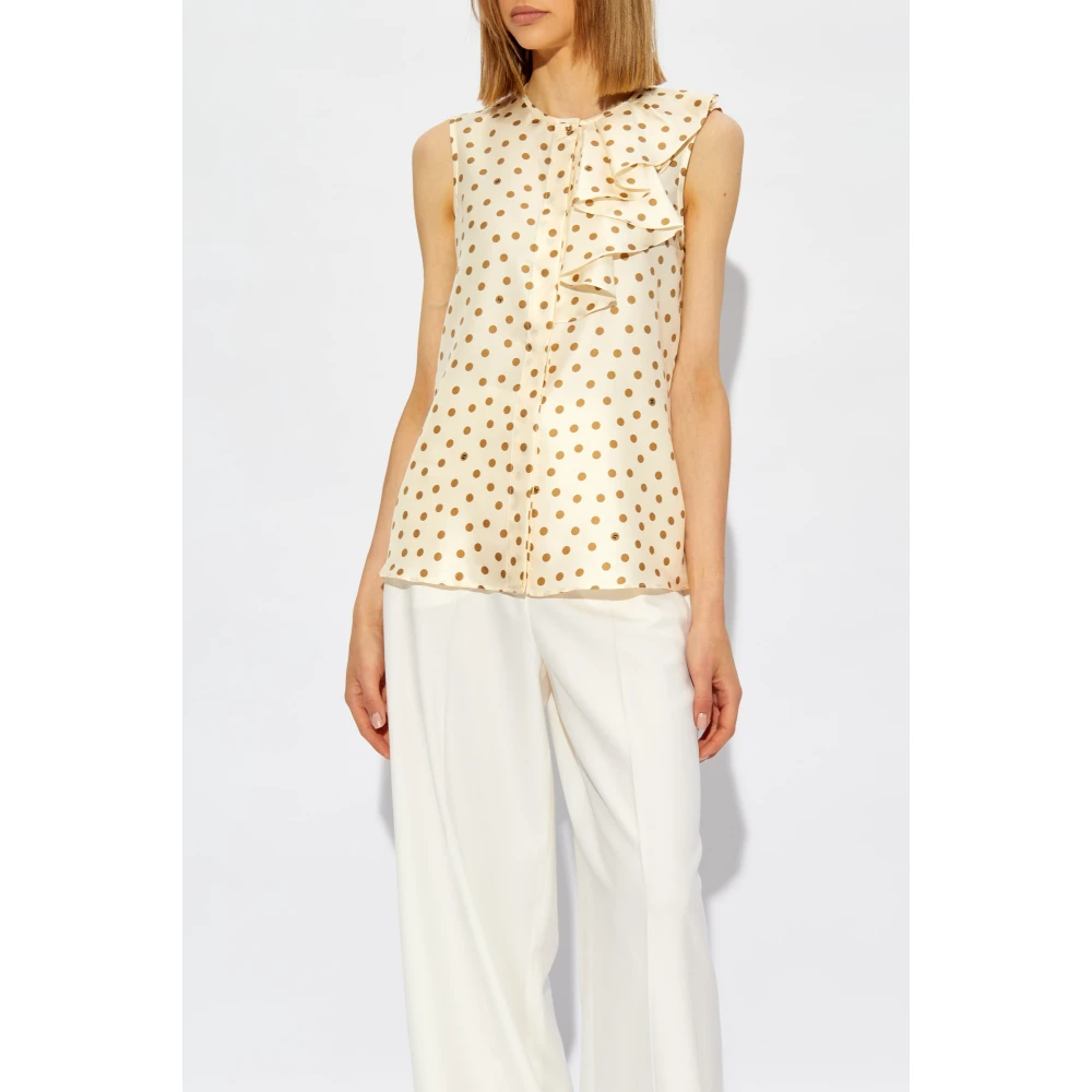 Max Mara Polka Dot Patroon Shirt 'Pegli' Beige Dames