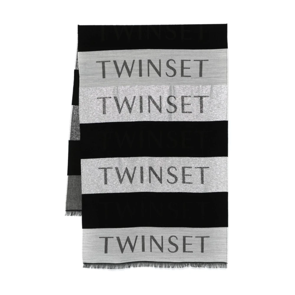 Twinset Zwart Gebreide Sjaal met Metalen Draad Multicolor Dames