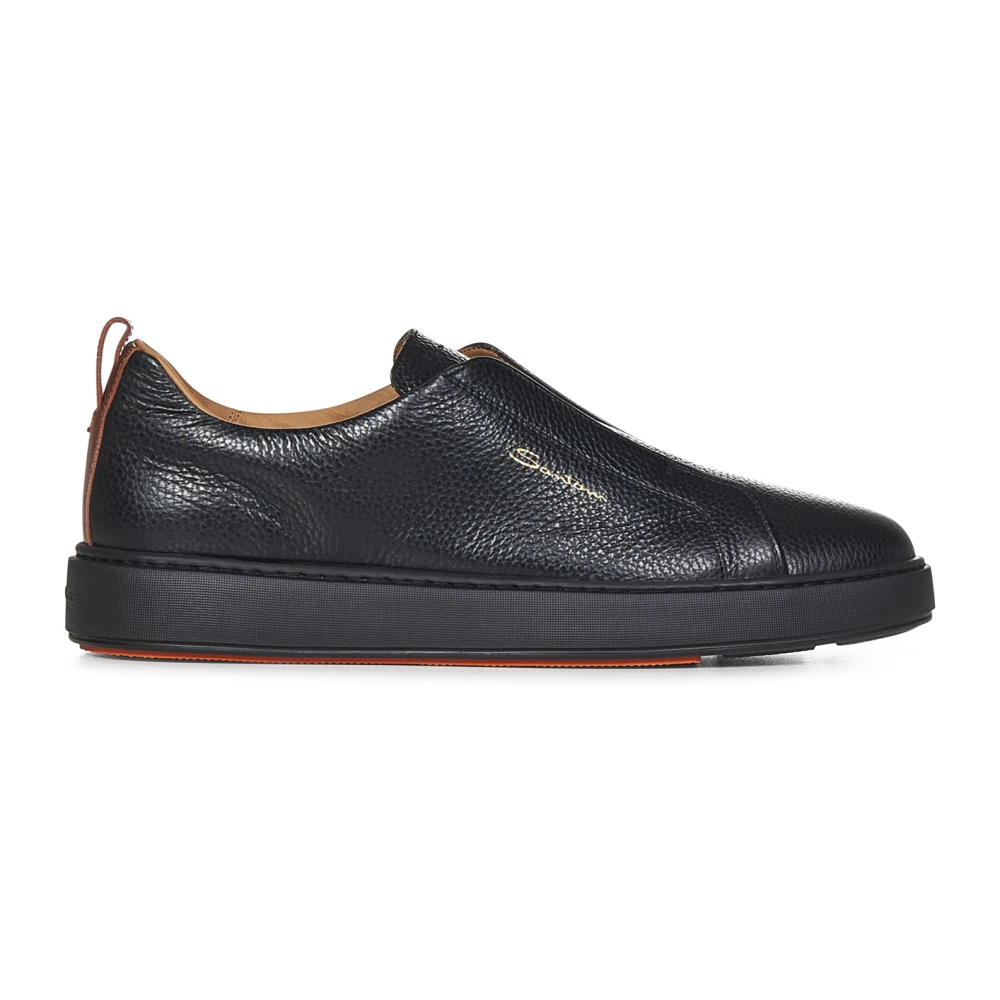 Santoni Svarta Sneakers Lyxig Komfort Stil Black, Herr