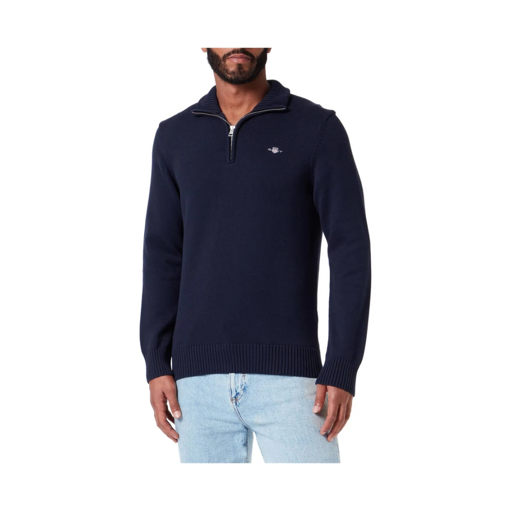 Gant Casual Cotton Halfzip Pullover Blue Heren