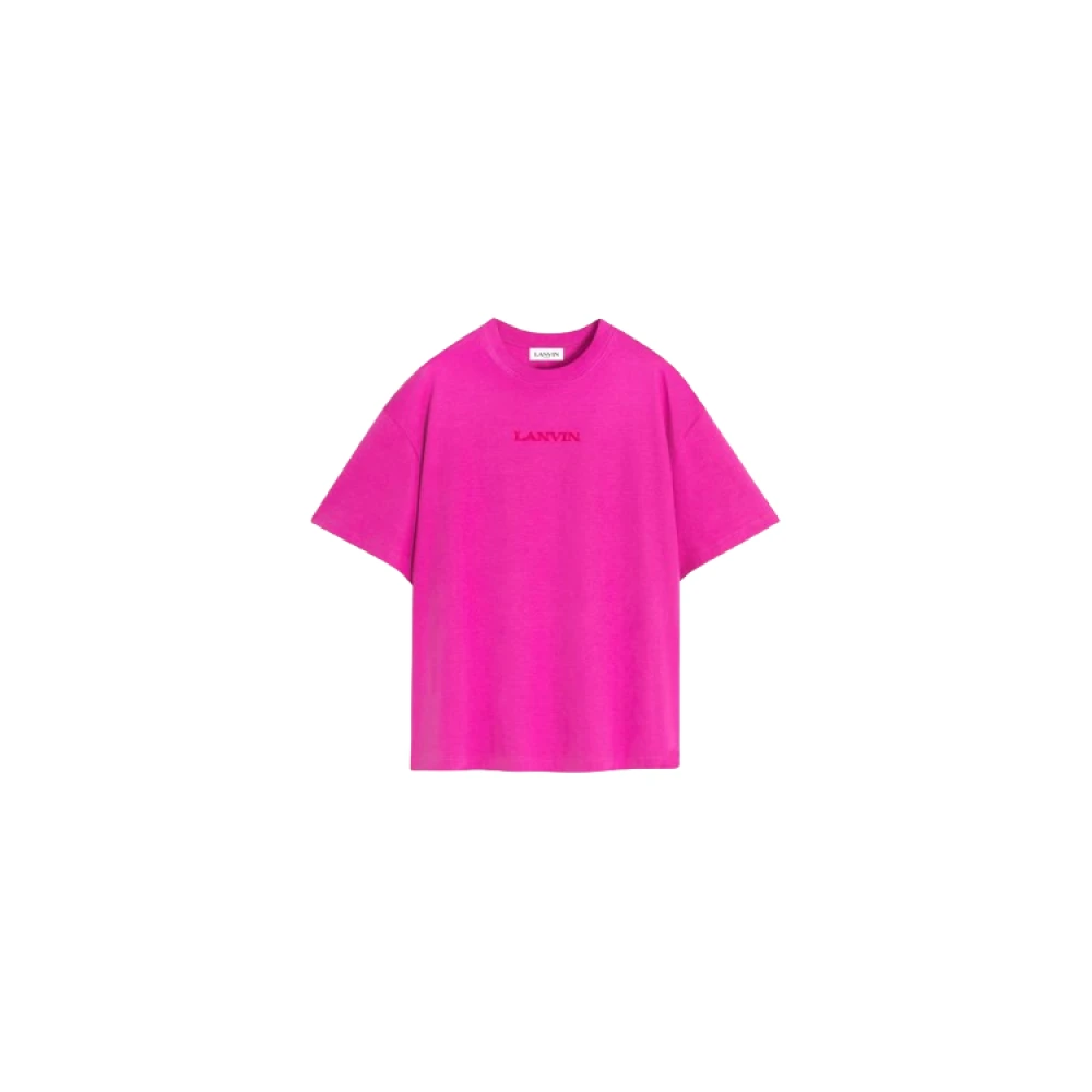 Lanvin Geborduurd Katoenen T-shirt Casual Stijl Pink Dames