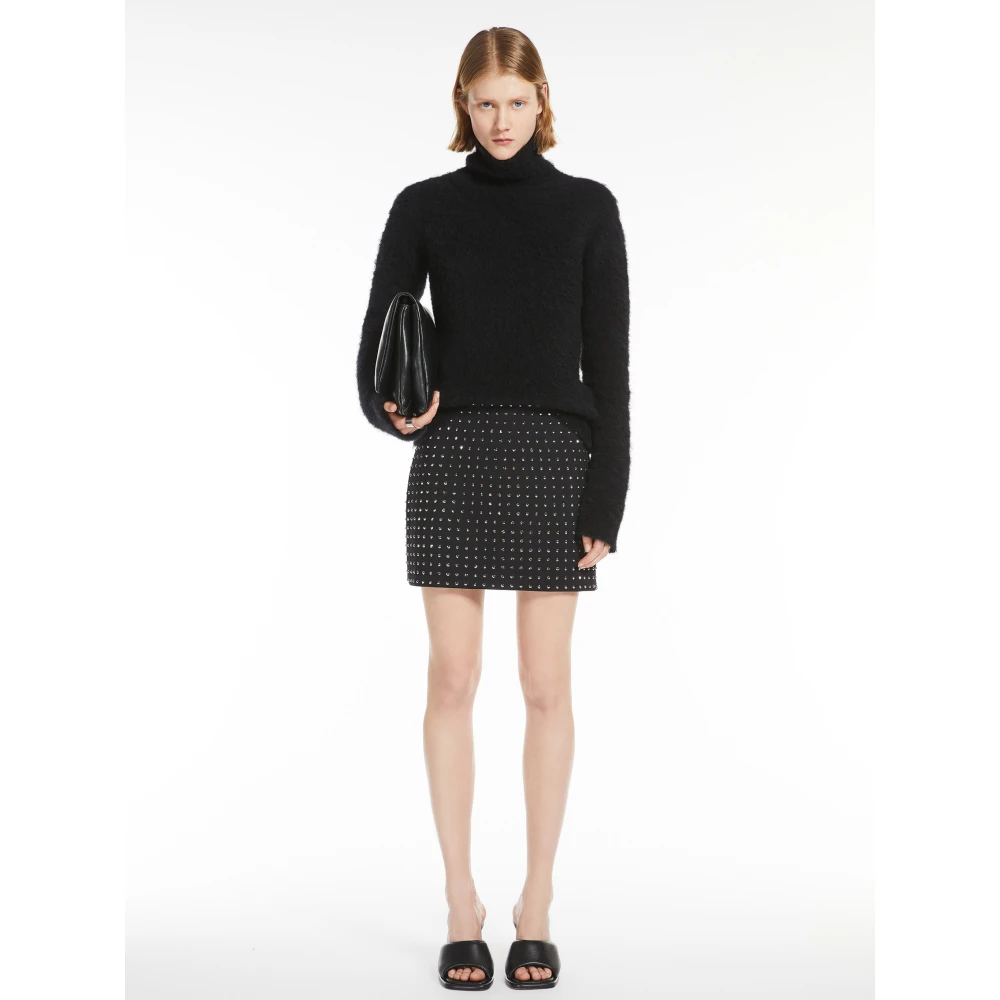 SPORTMAX Zwarte Strass Geometrische Rok Black Dames