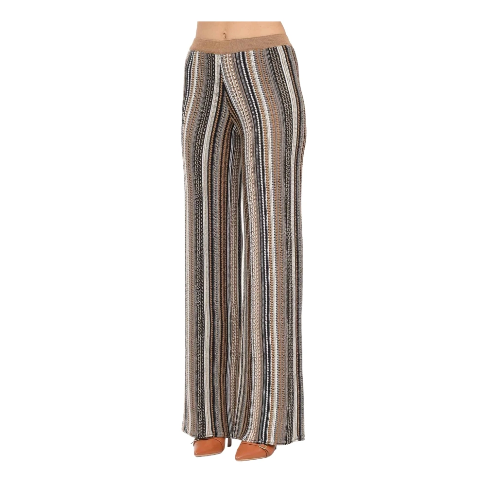 Akep Vrouw Multicolor Broeken Dames, Veelkleurig, M, Rechtgesneden Gebreide Broek