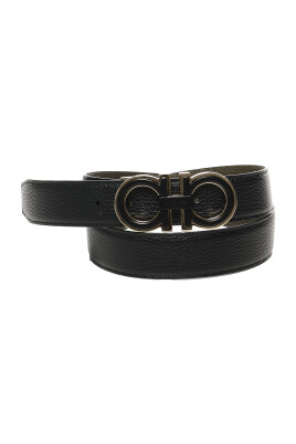 black-leather-gancini-buckle-belt