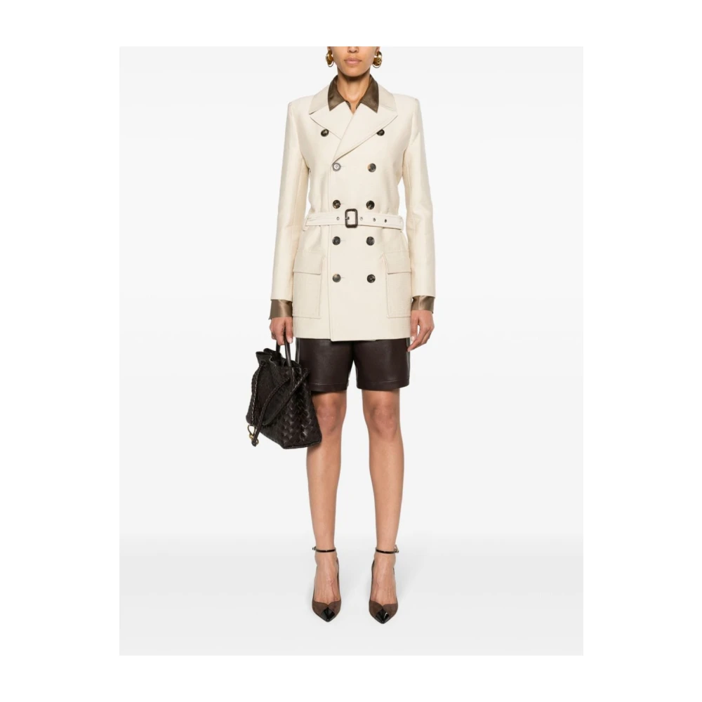 Saint Laurent Saharienne Overcoat Beige Dames