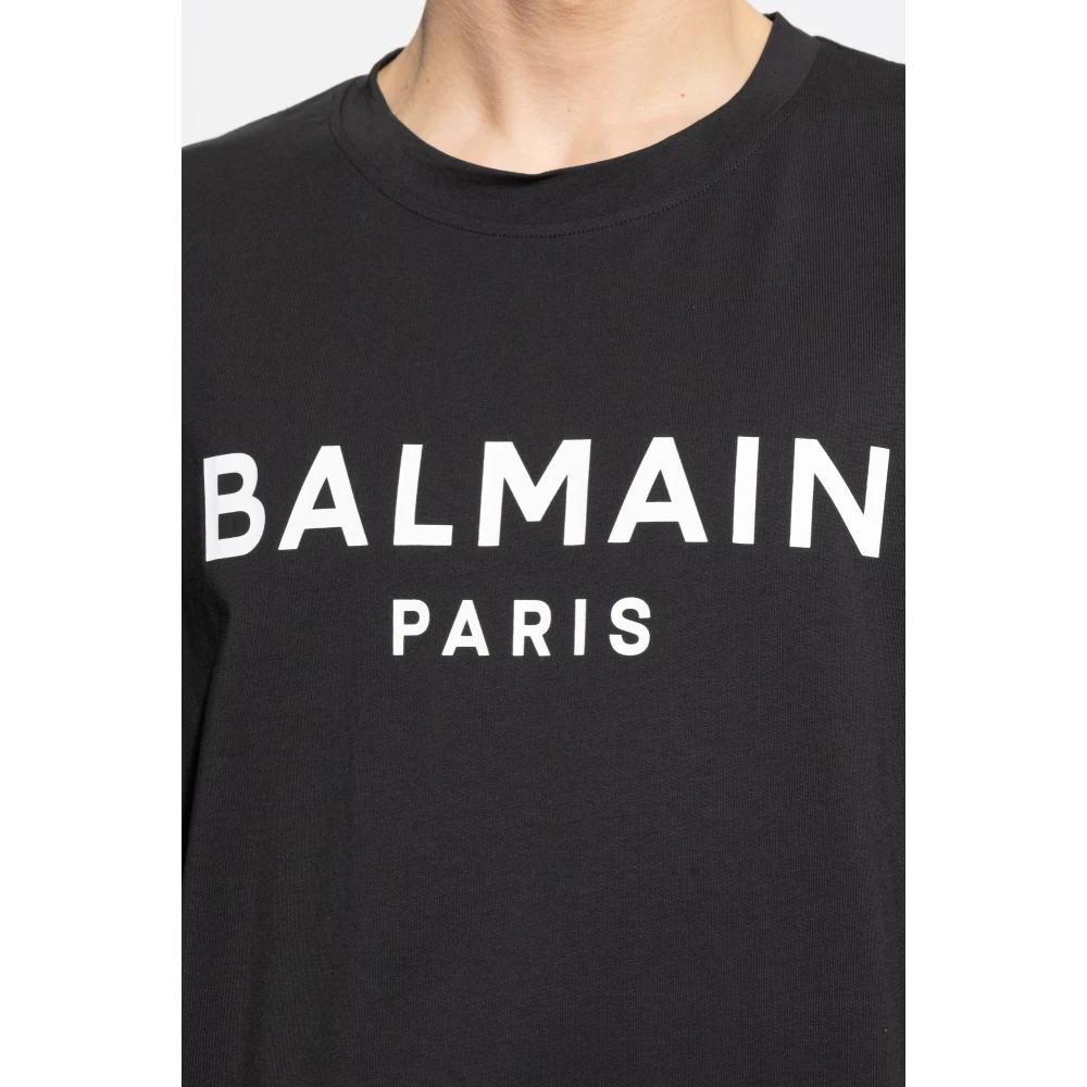 Balmain T-shirt met bedrukt logo Black Heren