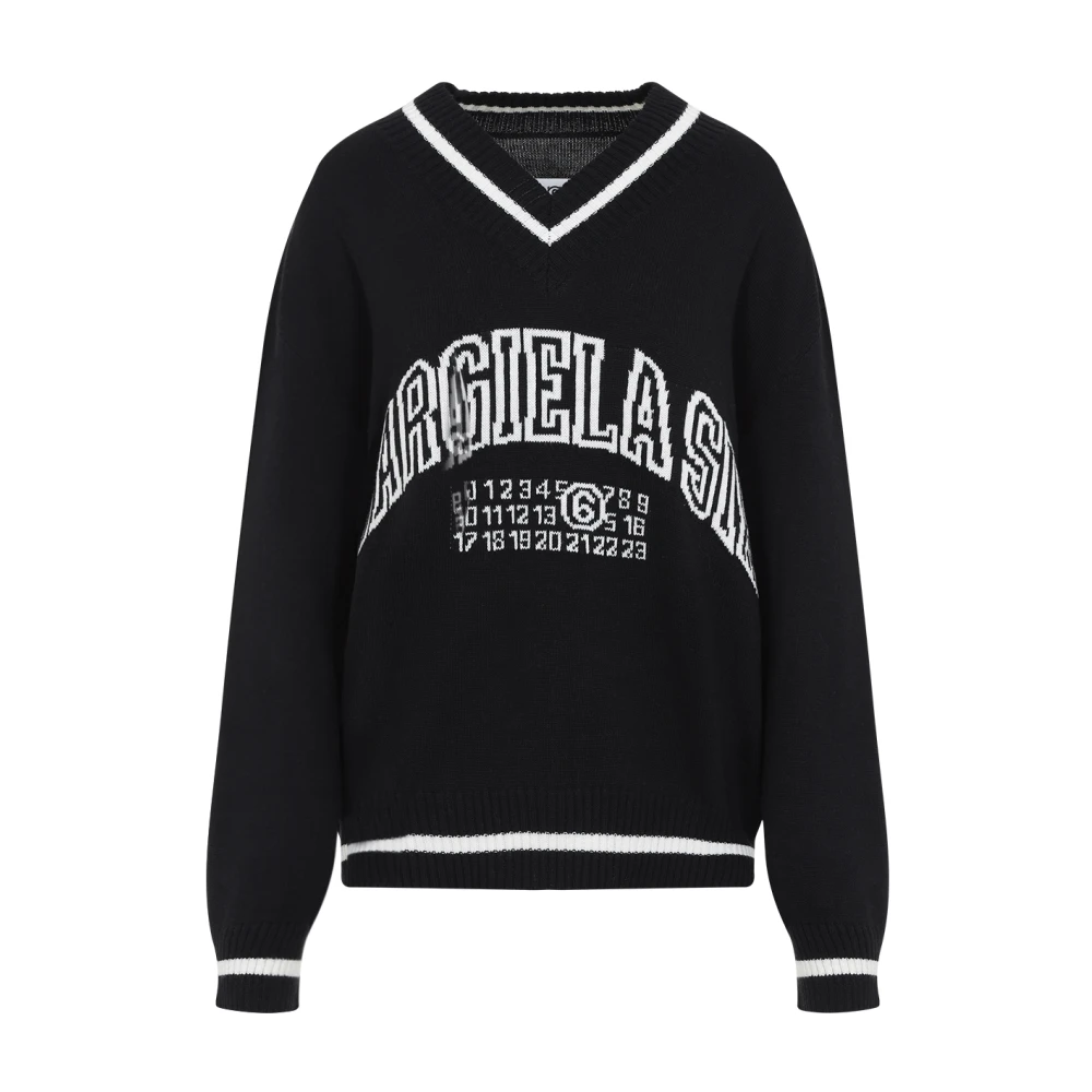 MM6 Maison Margiela Zwarte V-hals Top Black Dames