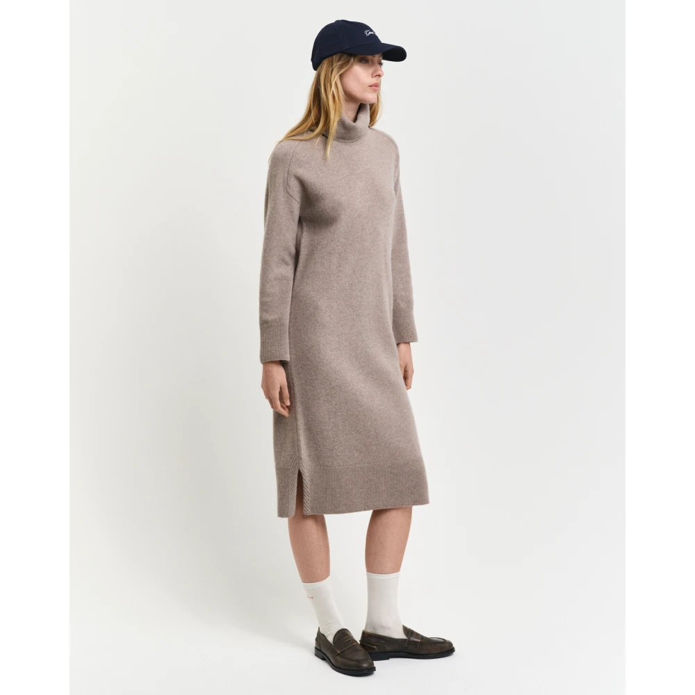 Gant Herringbone Rollneck Jurk Gray Dames