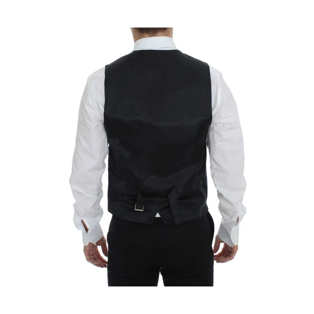Dolce & Gabbana Grijs Gestreepte Wollen Jurk Vest Gray Heren