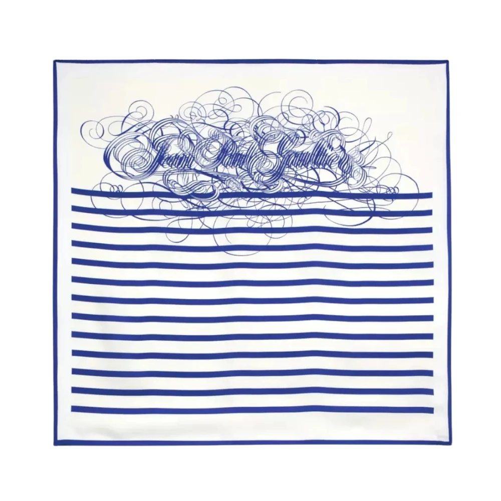 Jean Paul Gaultier Zijden Calligraphy Marinière Sjaal Blue Dames