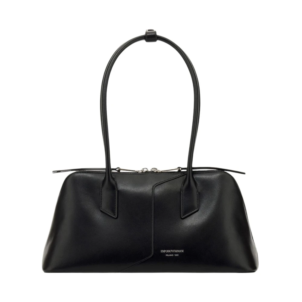 Emporio Armani , Shoulder Bags, Female, Black, One Size, Shoulder Bag With Lettering Logo