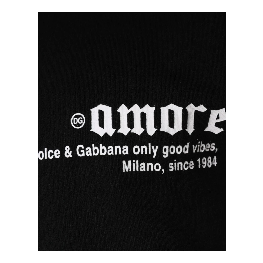 Dolce & Gabbana Zwart Grafisch Print Katoenen T-shirt Black Heren