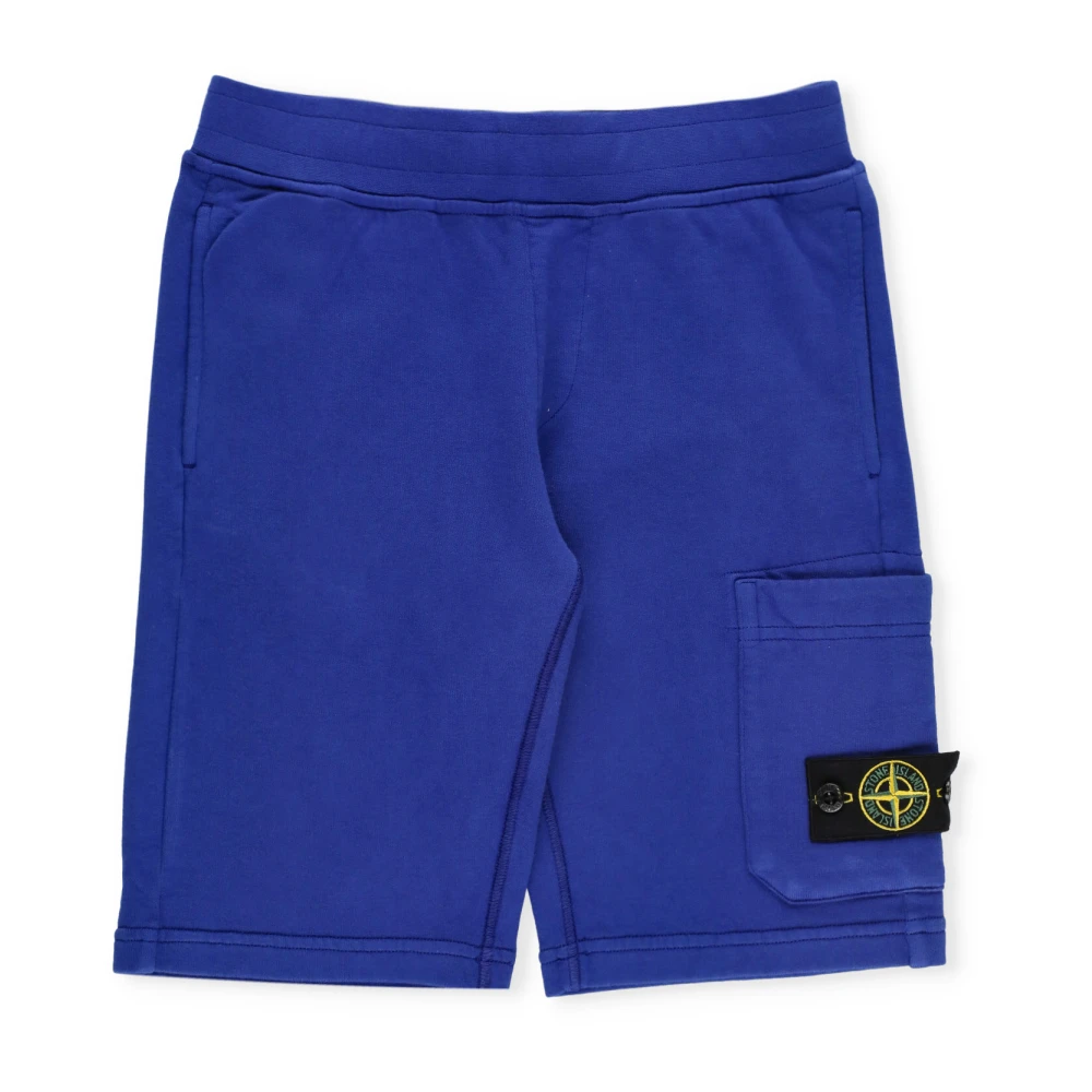 Stone Island Blå Bomulls Bermuda Shorts för Pojkar Blue, Pojke