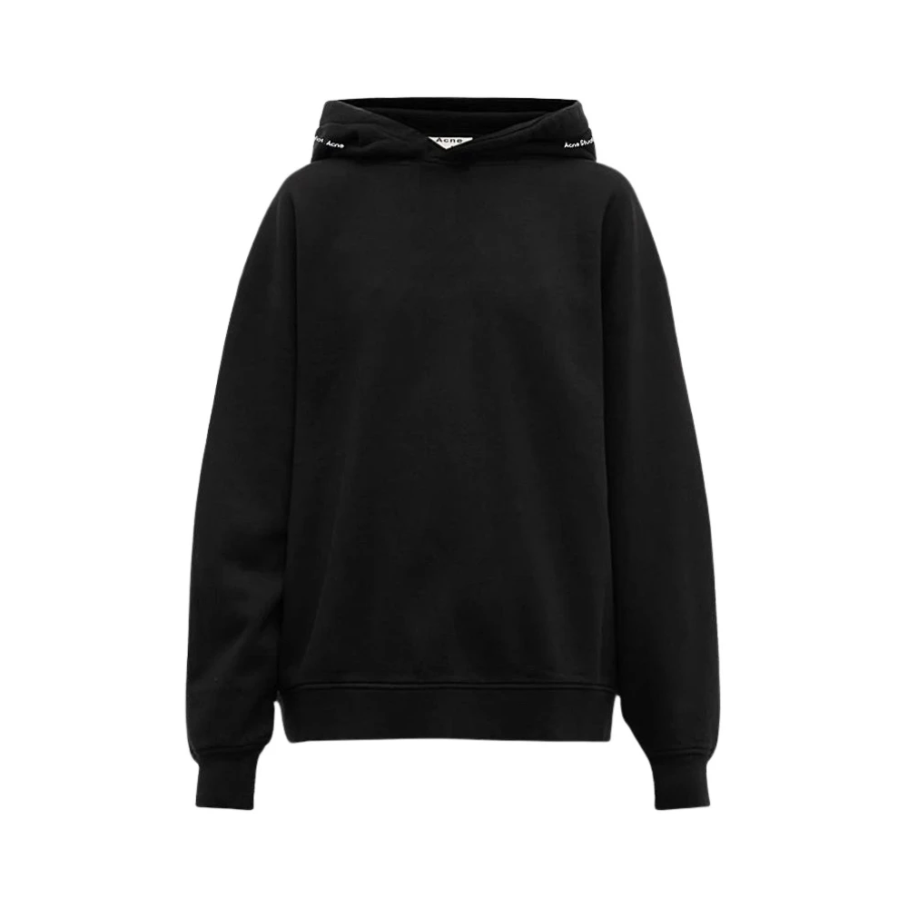 Acne Studios Zwarte biologisch katoenen hoodie met tonaal logo Black Heren