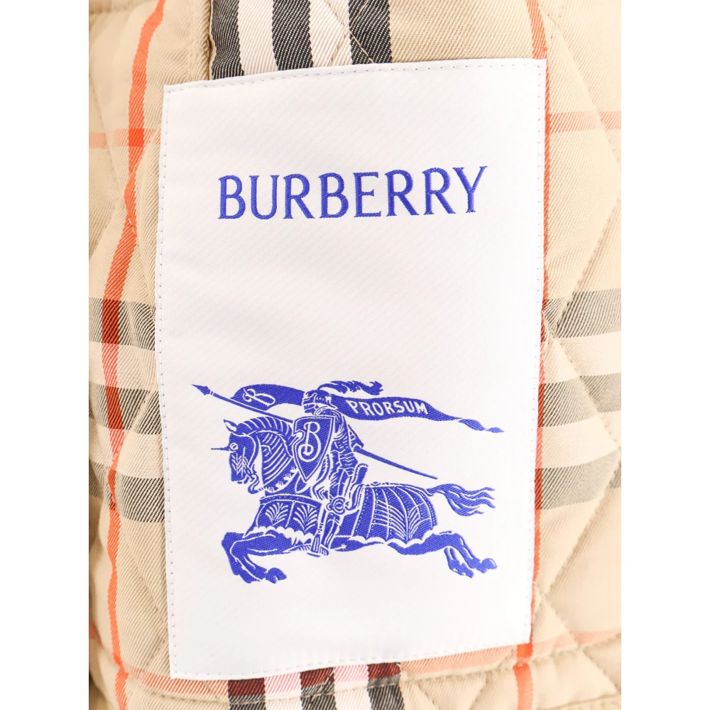 Burberry Gewatteerde Monogram Patch Jack met Corduroy Kraag Beige Dames