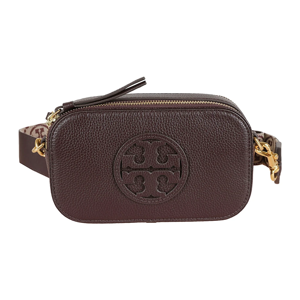 TORY BURCH Bordeaux Leren Schoudertas met Reliëf Logo Red Dames