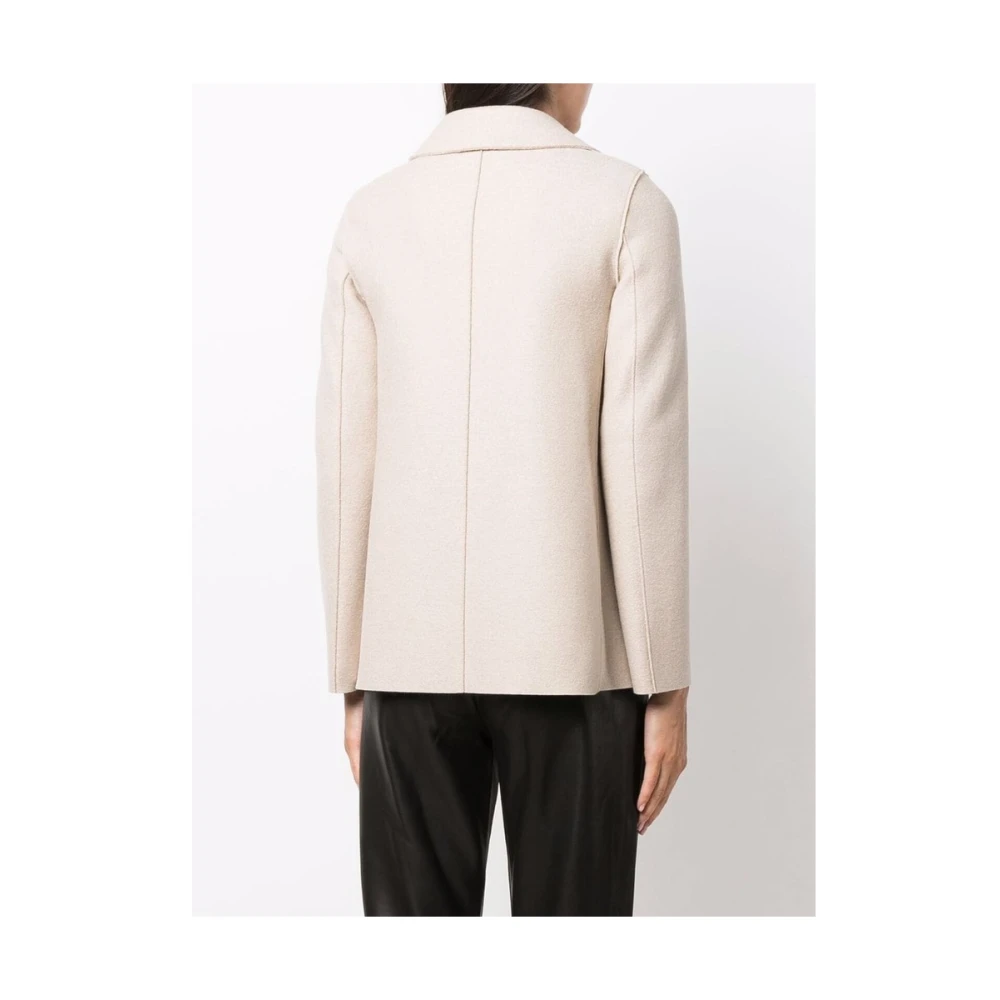 Harris Wharf London Beige Wol Double-Breasted Jas Beige Dames