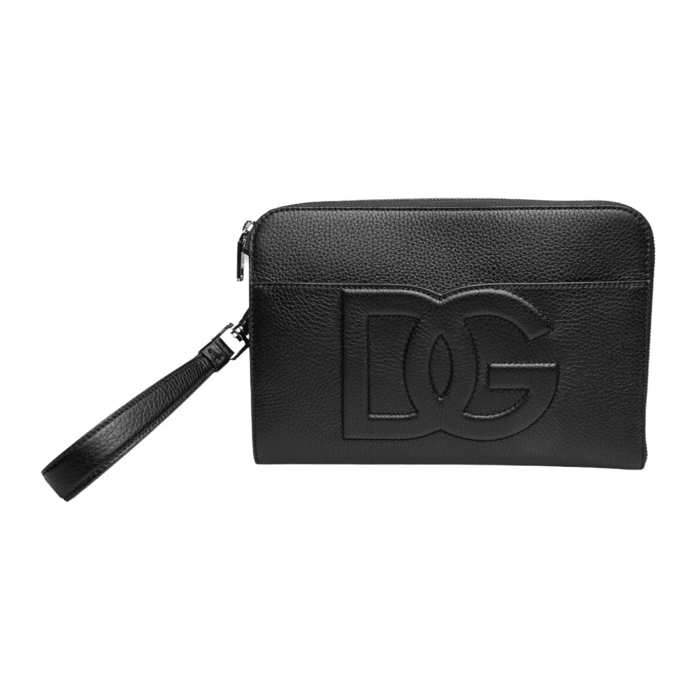 Dolce & Gabbana Zwarte Clutch van Hertenleer met Logo Black Heren