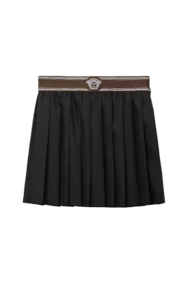 Veckad mini-kjol i ull-mohair
