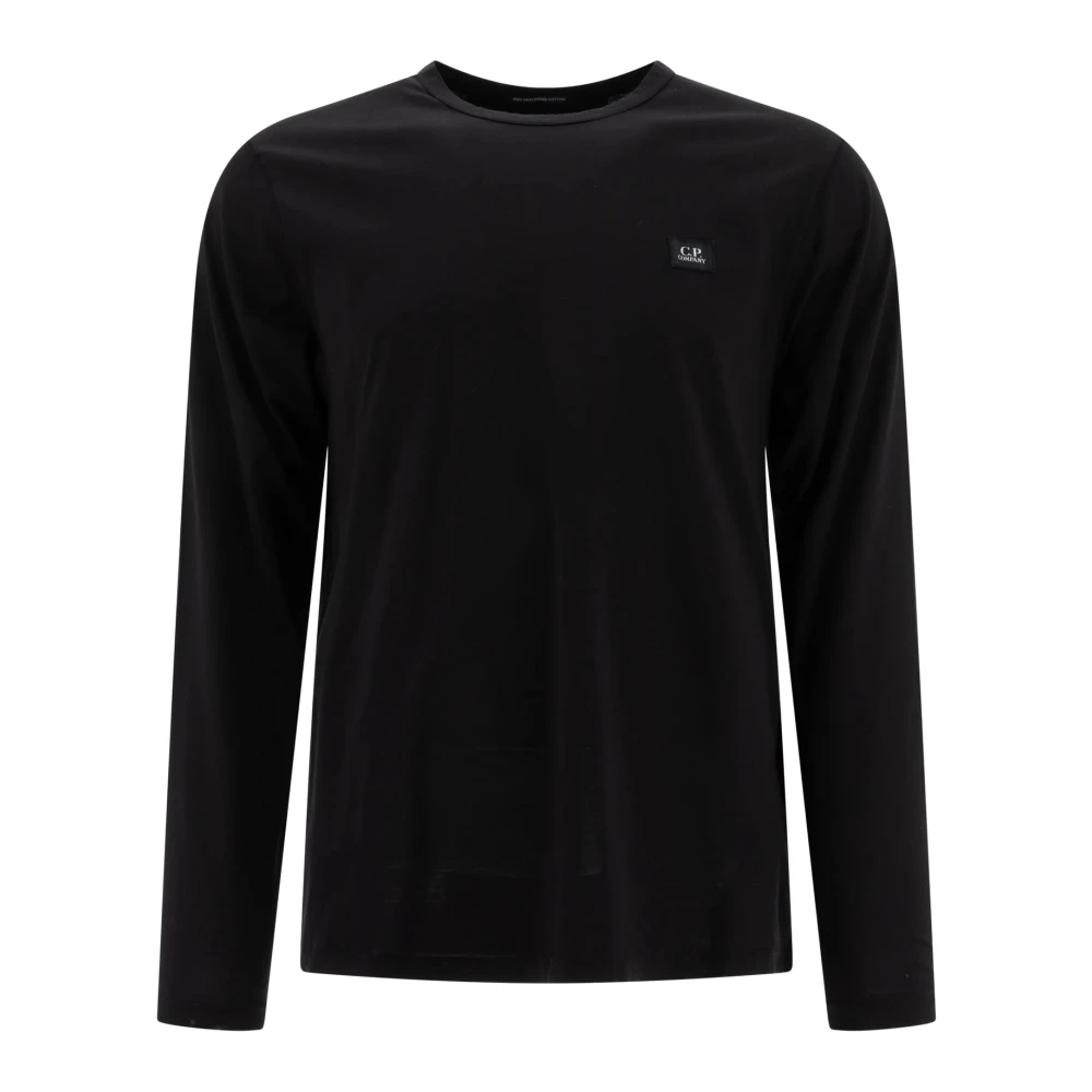 C.P. Company Zwarte Longsleeve Katoenen Jersey T-shirt Black Heren