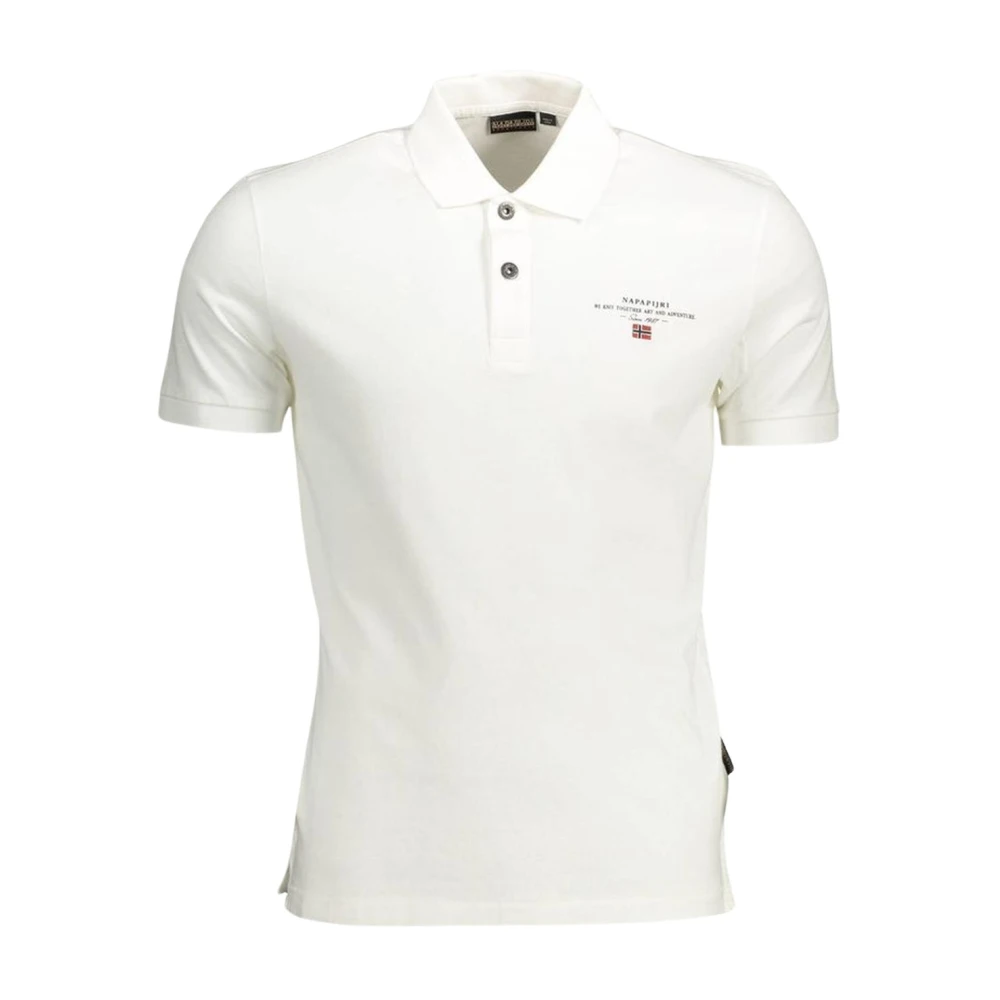Napapijri Men's White Logo Embroidered Cotton Polo Shirt - Polo Shirts - 3XL- Tops
