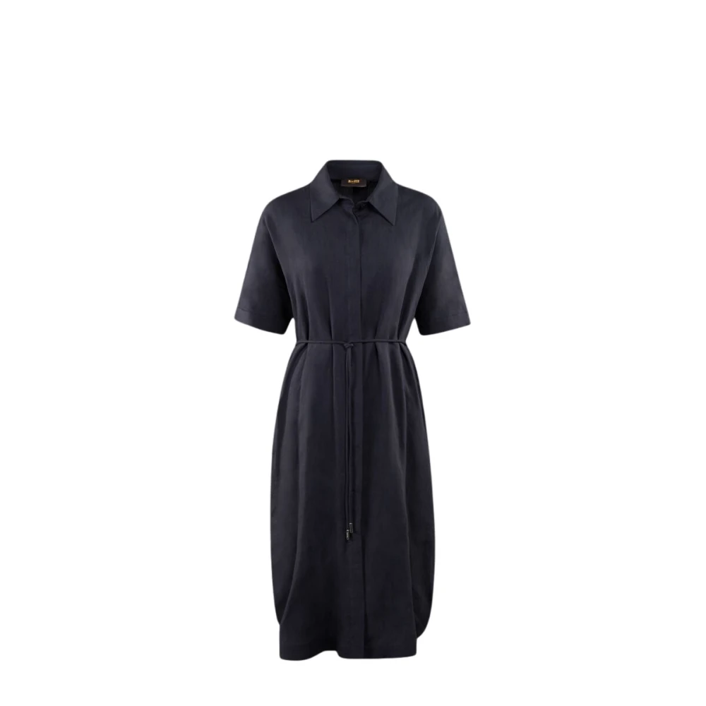 Moorer Women's Blue Shirt Dresses, S, Linen Shirt Dress