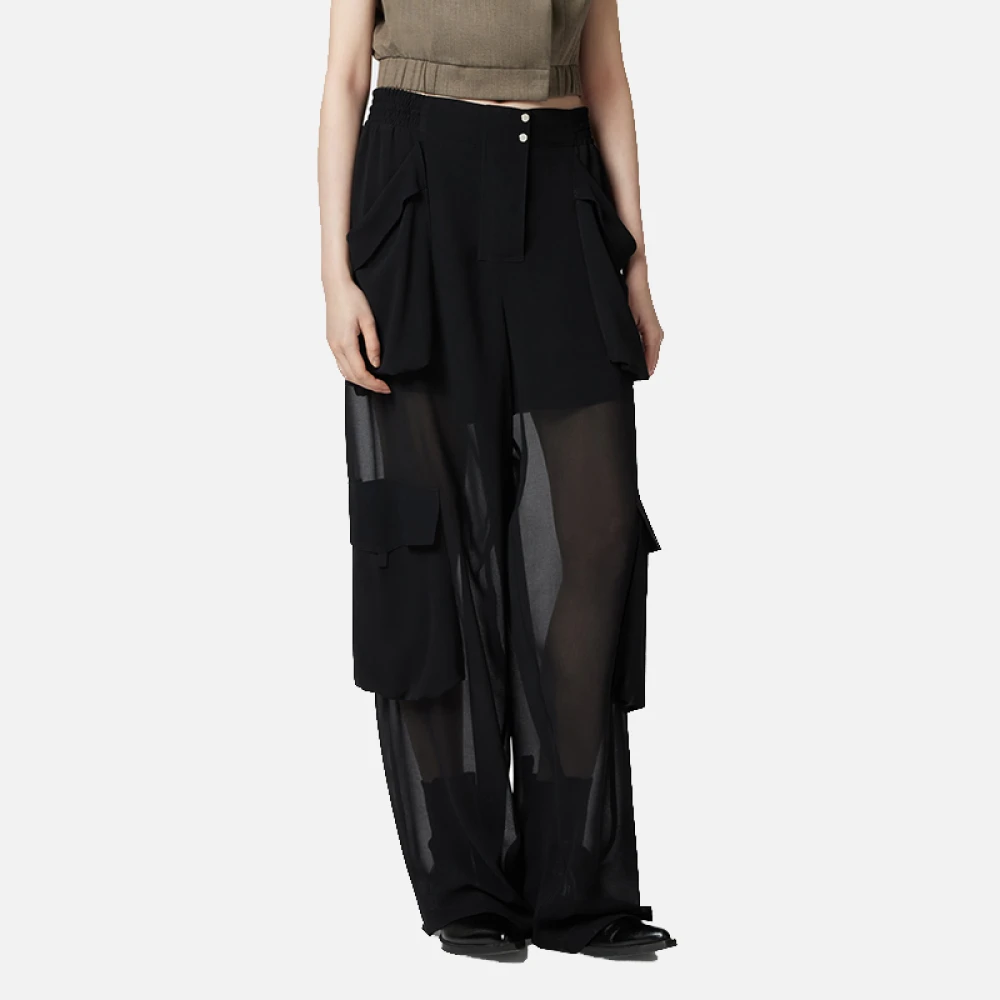 pinko Georgette Slouchy Oversize Relaxte Broek Black Dames