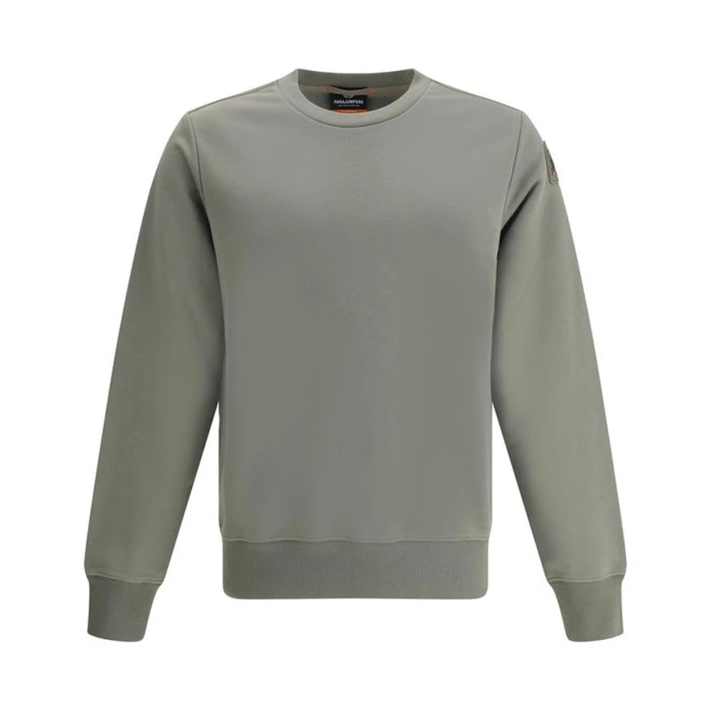 Parajumpers Geribbelde Crew Neck Logo Sweatshirt Green Heren