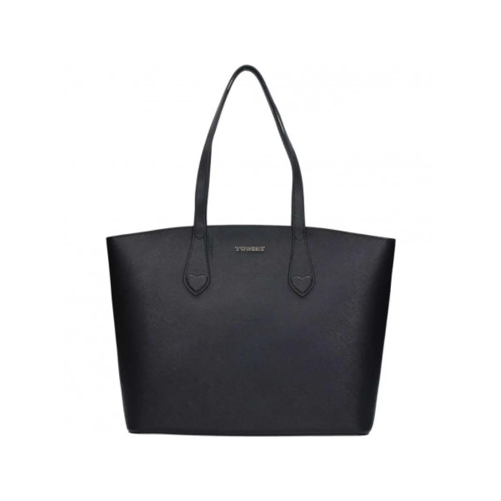 Twinset Glossy Leather Tote Bag Black Dames