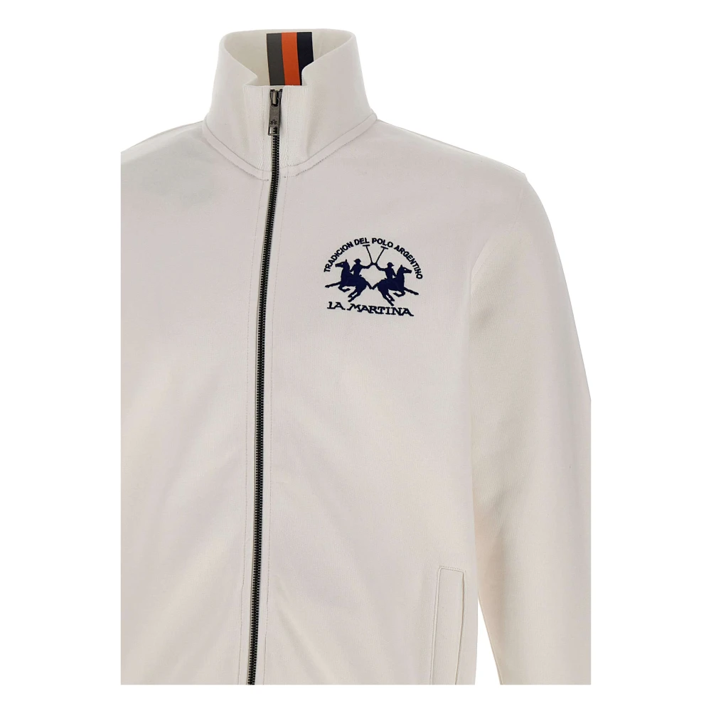 LA MARTINA Witte Katoenen Sweatshirt met Ritssluiting White Heren